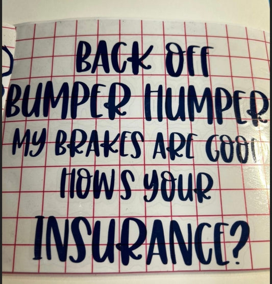 Back off Bumper Humper Decal