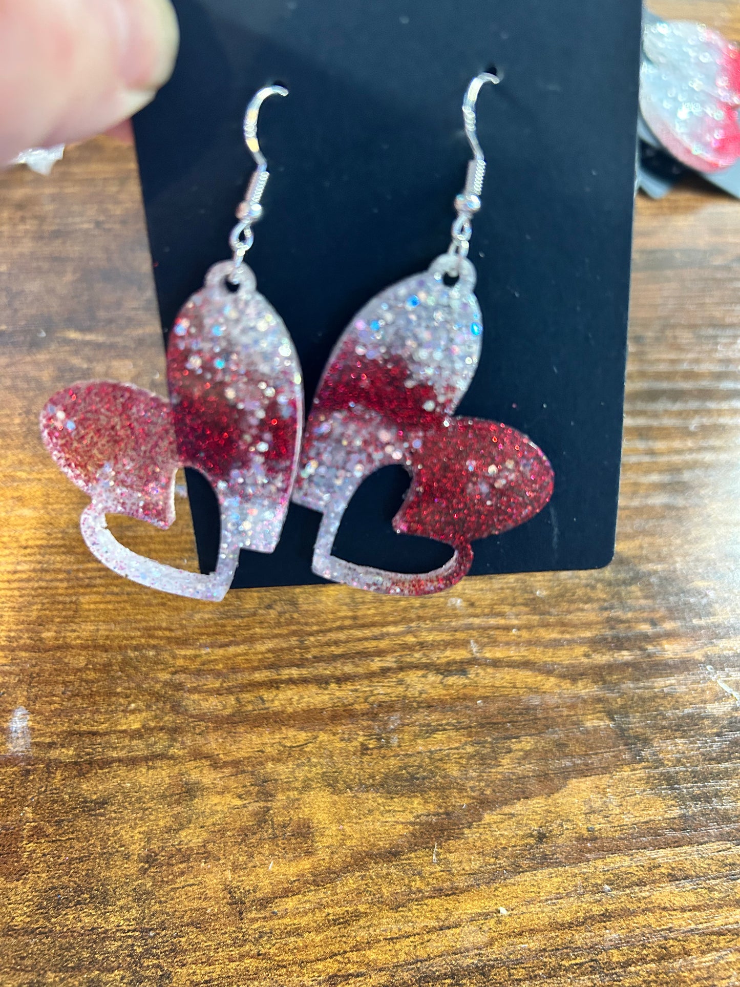 Love you red & silver earrings