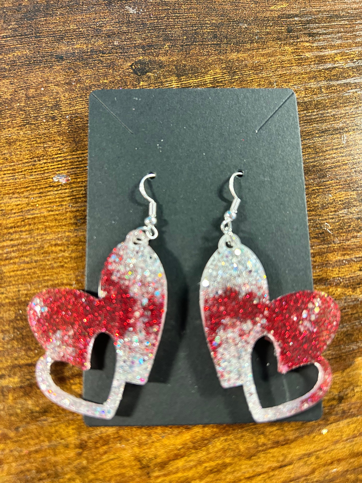 Love you red & silver earrings