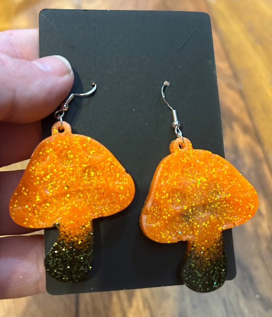 Cute Orange/Black Mushroom Earrings