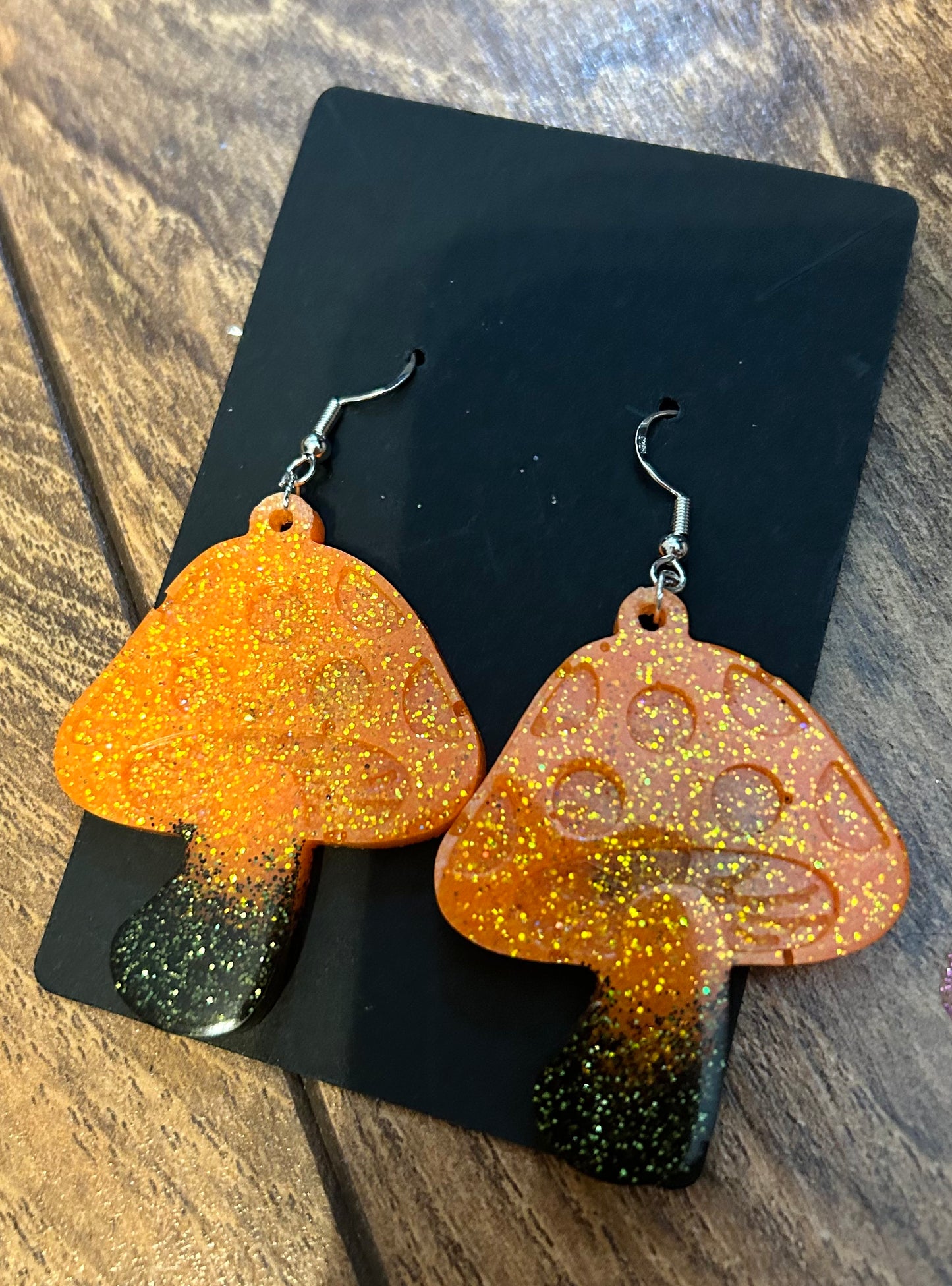 Cute Orange/Black Mushroom Earrings