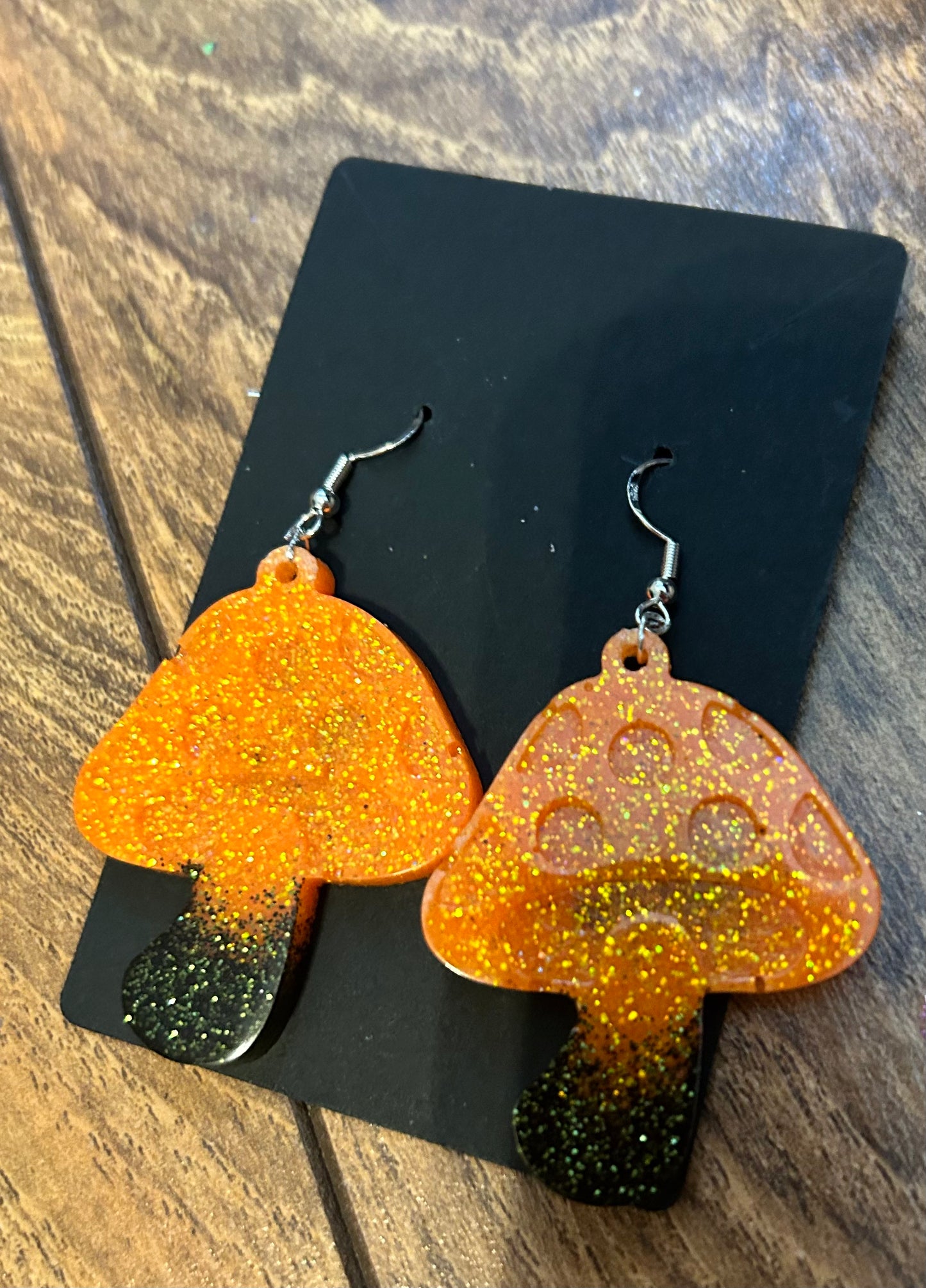 Cute Orange/Black Mushroom Earrings