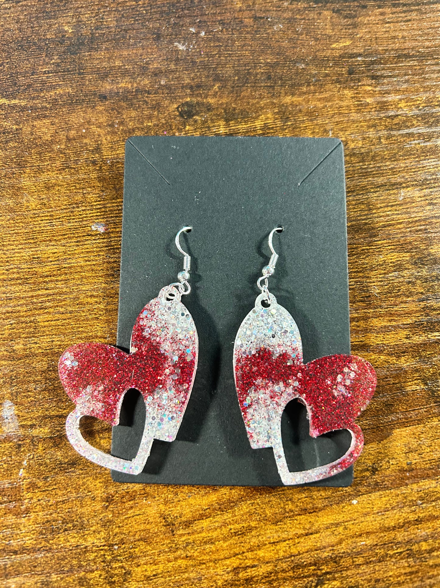 Love you red & silver earrings